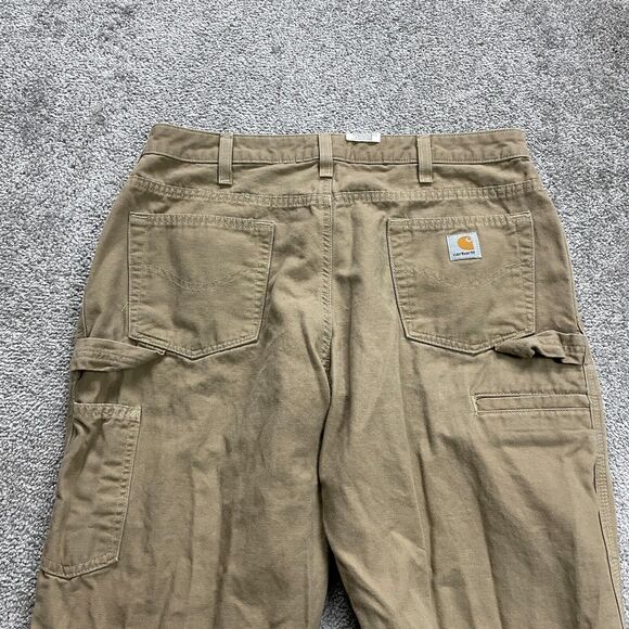 Lands' End Chino Carpenter Pants Womens 12 Brown High Rise Straight Casual 34x34 - Picture 4 of 13